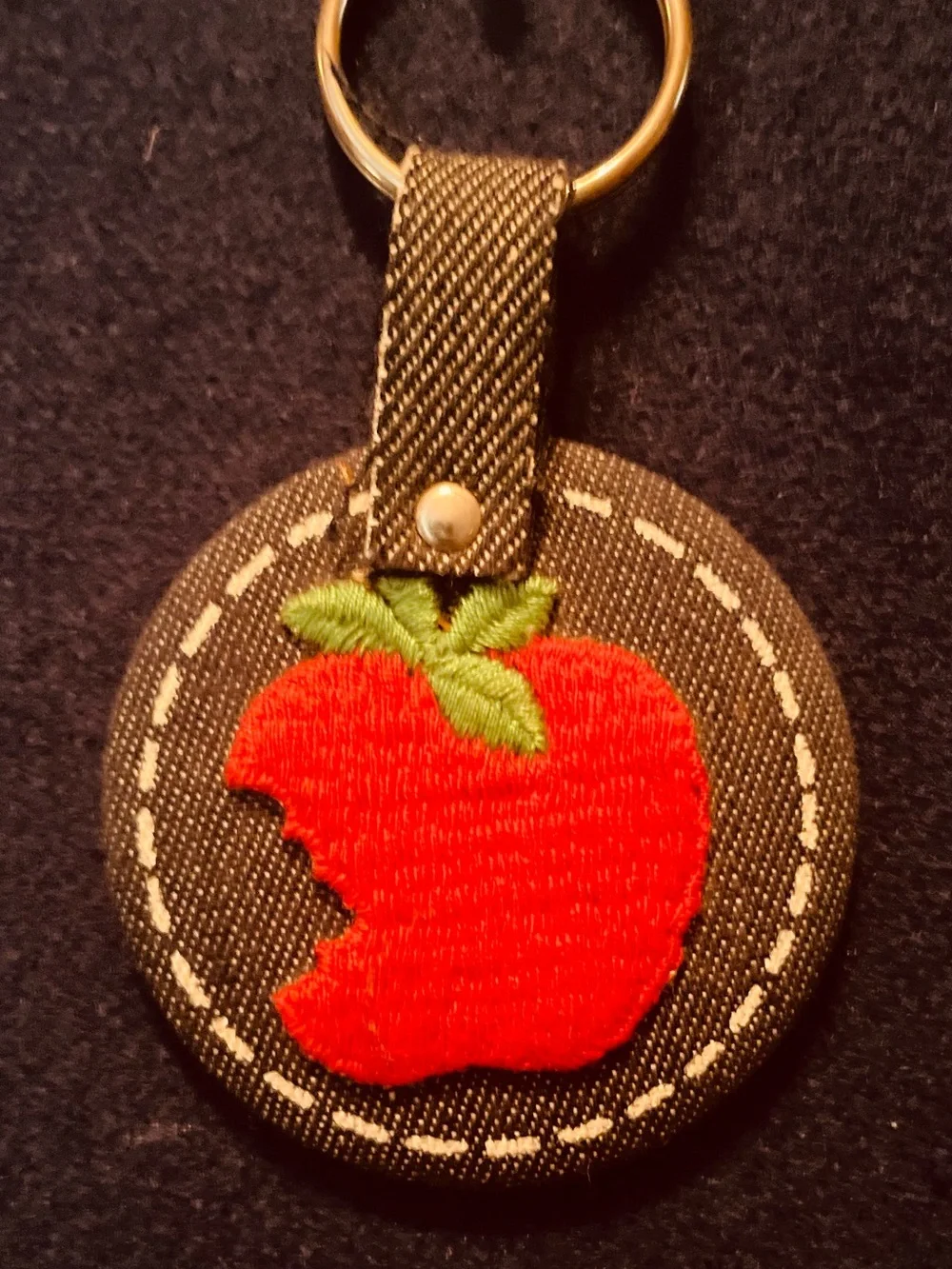 Red Apple Patch Key Ring and Mirror.
